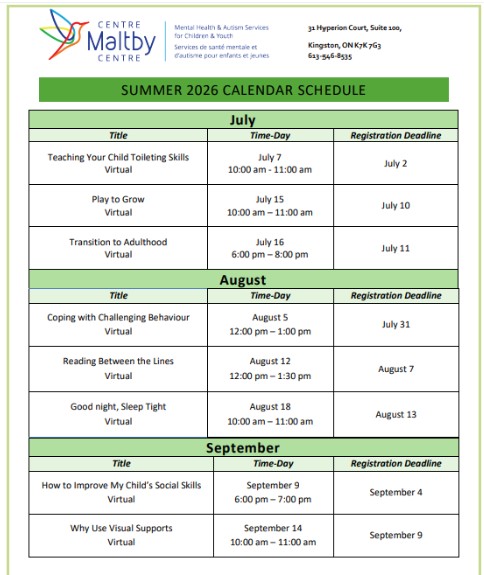 Maltby Summer calendar 2026